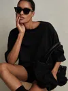 Reiss Black Oversized Cotton Crew Neck T-shirt