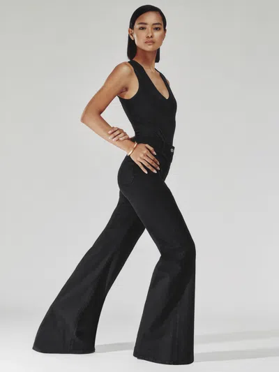 Reiss Black Patch Pocket Flared Jeans