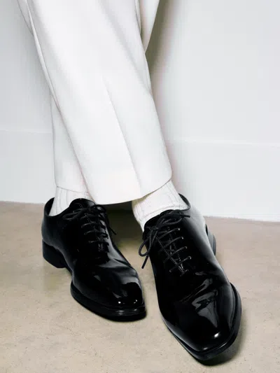 Reiss Black Patent Leather Lace-up Oxford Shoes In Multi