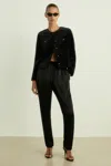 Reiss Cropped Velvet Jacket Cotton In Black