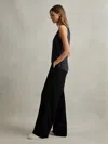Reiss Black Petite Half-elasticated Wide Leg Trousers