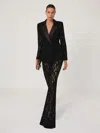 Reiss Black Petite Lace Wide Leg Trousers