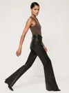 Reiss Black Petite Leather High-rise Flared Trousers In Black