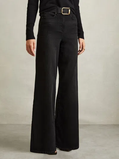 Reiss Ameria Wide Leg Jeans In Black