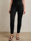 Reiss Black Petite Pintuck Tapered Trousers