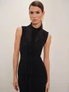 Reiss Black Sheer Ruched Maxi Dress