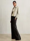 Reiss Black Petite Side-stripe Wide-leg Trousers