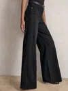 Reiss Black Petite Stretch-cotton Wide-leg Jeans