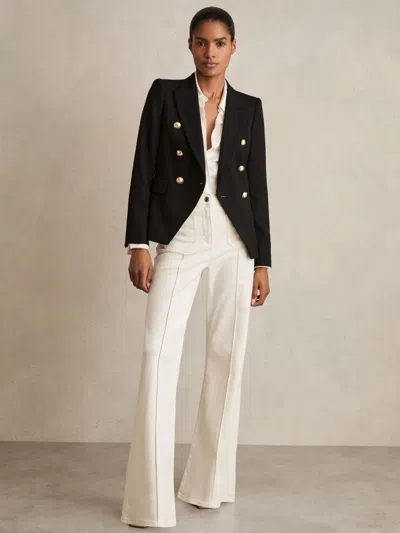 REISS REISS BLACK TALLY PETITE TAILORED FIT TEXTURED DOUBLE BREASTED BLAZER