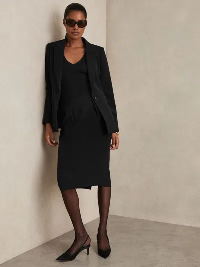Reiss Black Petite Tailored Midi Suit Skirt