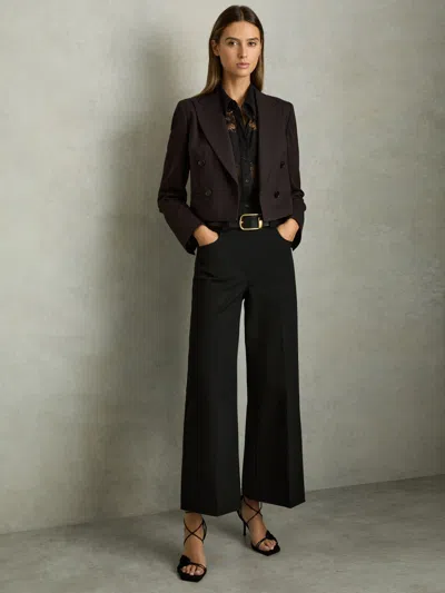 Reiss Black Petite Twill Culotte Trousers