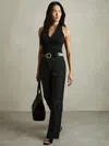 Reiss Black Petite Wide-leg Combat Trousers