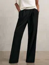 Reiss Black Petite Wide-leg Contrast-waistband Trousers