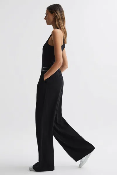 Reiss Black Petite Wide Leg Elasticated Trousers