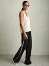 Reiss Black Petite Wide-leg Embroidered Trousers