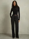 Reiss Black Petite Wide-leg Tailored Trousers