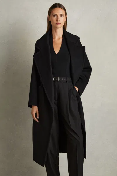 REISS REISS BLACK BRIDGET PETITE WOOL-BLEND BLINDSEAM COAT