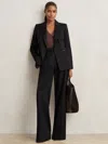 Reiss Black Petite Wool Blend Double Breasted Suit Blazer