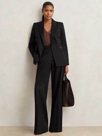 Reiss Black Petite Wool Blend Double Breasted Suit Blazer