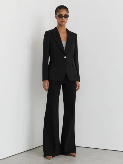 Reiss Black Petite Wool-blend Textured Single-breasted Blazer In Blue