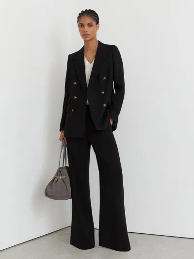 Reiss Black Petite Wool-blend Twill Double-breasted Blazer