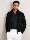 Reiss Pike Suede Zip Through Jacket In Black