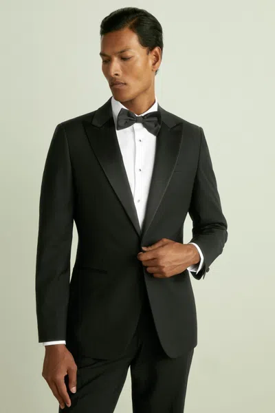 Reiss Black Regular Fit Single Breasted Tuxedo Jacket