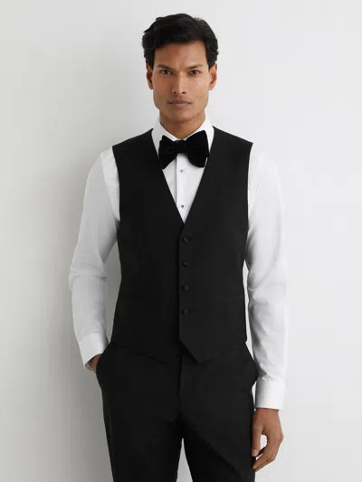 Reiss Black Wool-blend Tailored-fit Waistcoat