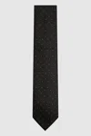 Reiss Black Silk Polka Dot Tie