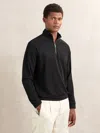 Reiss Black Half-zip Funnel-neck Sweatshirt In Black