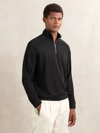 Reiss Black Half-zip Funnel-neck Sweatshirt