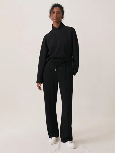 Reiss Black Premium Interlock Wide-leg Joggers