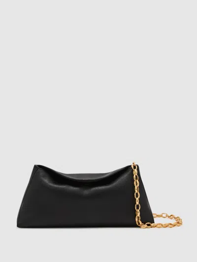 Reiss Black Presley Leather Chain-strap Clutch Bag