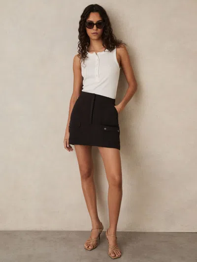 Reiss Black Quilted Mini Skirt
