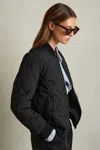 Reiss Black Quinn Quilted Bomber Jacket