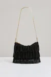 Reiss Black Rara Tiered Crystal Embellished Shoulder Bag In Black