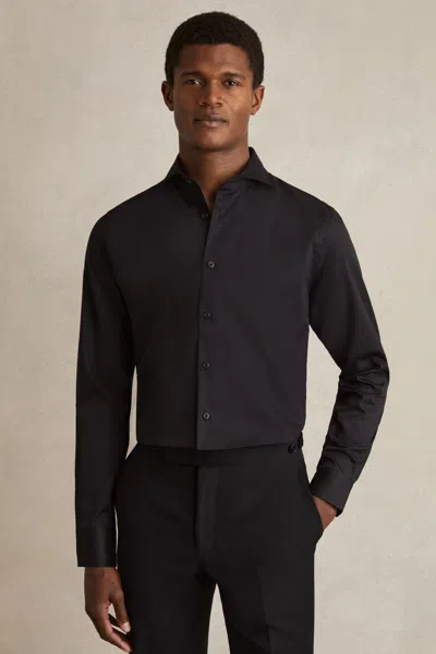 Reiss Black Reg Cotton-twill Two-fold Shirt