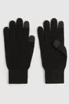 Reiss Black Ribbed-merino Touchscreen Gloves