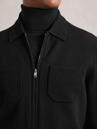 Reiss Black Roberto Four-pocket Zip-through Cardigan