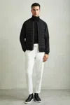 Reiss Black Hybrid Quilt Raglan-sleeve Bomber Jacket