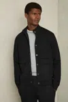 Reiss Black Roman Interlock Funnel-neck Jacket