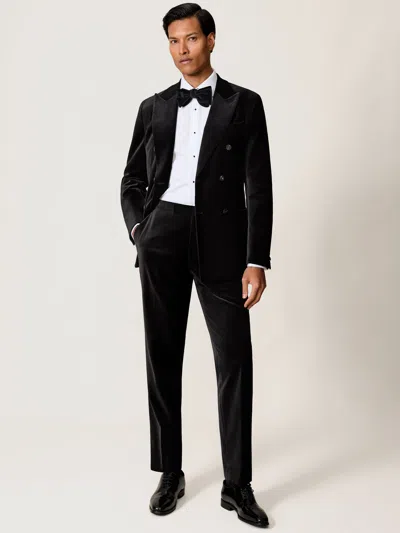 Reiss Black Royale T Velvet Tailored-fit Suit Trousers