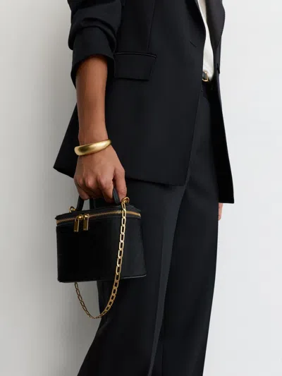 Reiss Black Ruby Pony Hair-effect Mini Vanity Crossbody Bag