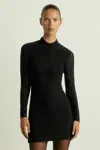 REISS BLACK SABRINA RUCHED-JERSEY MINI DRESS