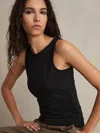 Shop Reiss Black Ruched-side Jersey Top
