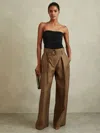 Reiss Black Ruched Strapless Tube Top