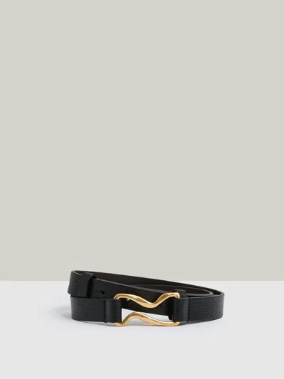 Reiss Black Scarlett Leather Sculpted-hardware Belt