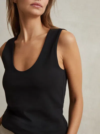 REISS BLACK SCOOP NECK VEST
