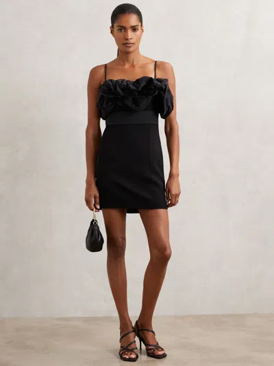 Reiss Black Sculptural Strapless Mini Dress