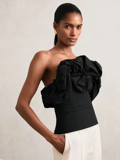 Reiss Black Sculptural Strapless Top